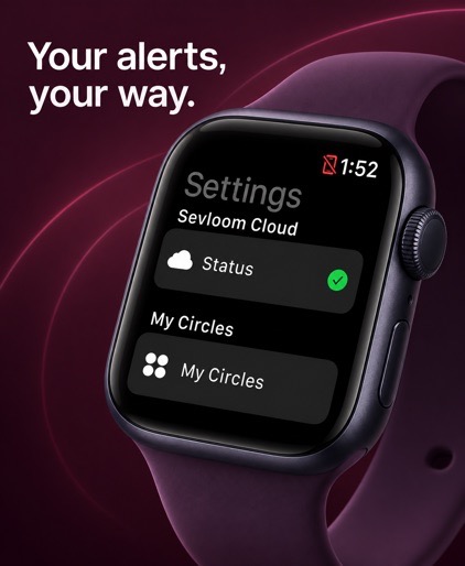 Sevloom settings displayed on Apple Watch